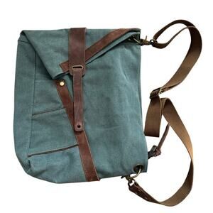 Leather & Teal canvas tote/Bag/purse/Crossbody, Large size,